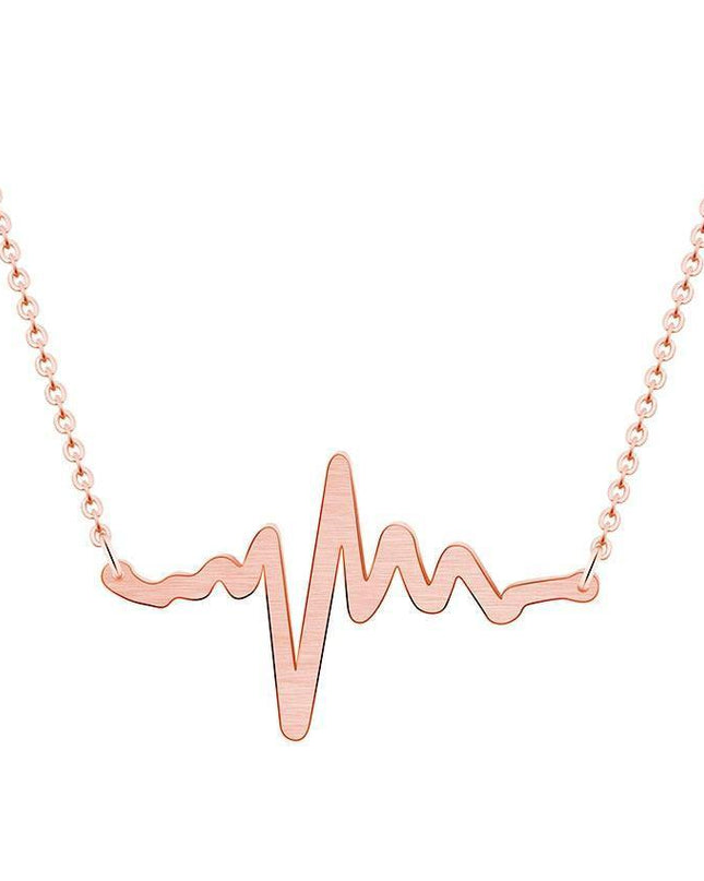 Heartbeat Wave EKG Pendant Necklace in Premium Stainless Steel with Three Elegant Finishes