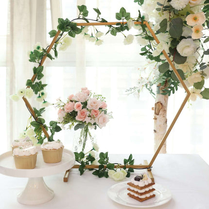AliKopy Hexagon Wedding Arch Centerpiece - 21" Self-Standing Gold Stan