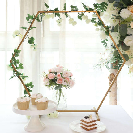 AliKopy Gold Hexagon Wedding Arch - Self-Standing Geometric Centerpiec