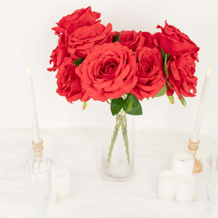AliKopy 17" Red Premium Silk Jumbo Rose Bouquet - High Quality, Weddin