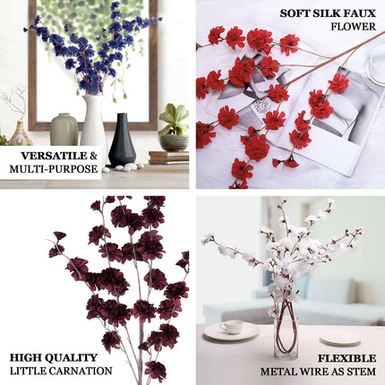 AliKopy 42" Tall Burgundy Artificial Silk Carnation Flower Stems - 2 B