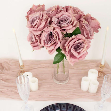 AliKopy 17" Dusty Rose Jumbo Silk Rose Bouquet - High Quality Floral A