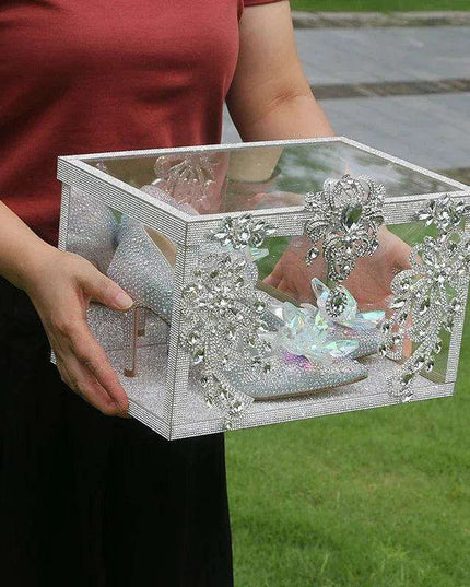Enchanted Crystal-Decorated Shoe Box Wedding Decor Kit for Artistic Creatives