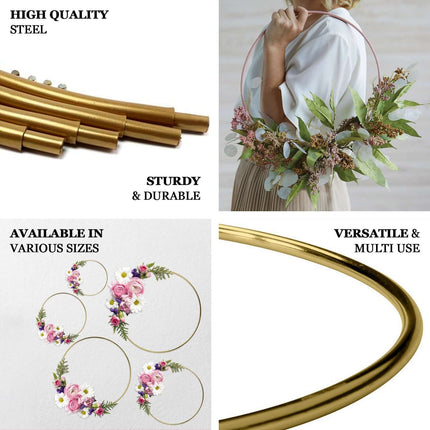 AliKopy 28" Gold Heavy Duty Metal Hoop Wreath - Durable Floral Design