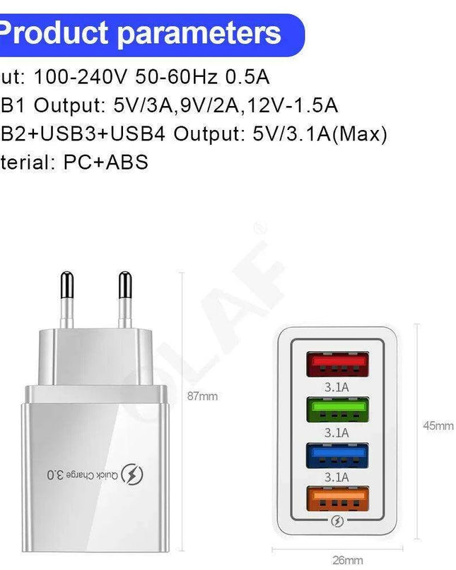Rapid Charge USB Wall Adapter for iPhone, Samsung, Xiaomi, and Huawei - Maximize Your Charging Speed