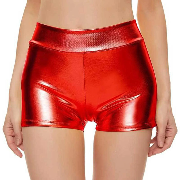 High-Waisted Metallic Booty Shorts for Women - Dance & Clubwear Essential