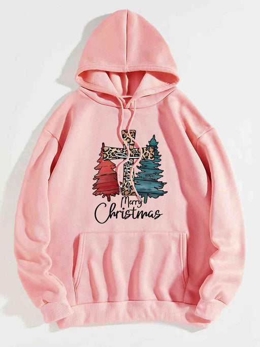 Festive "MERRY CHRISTMAS" Cheer Hoodie with Vibrant Drawstring
