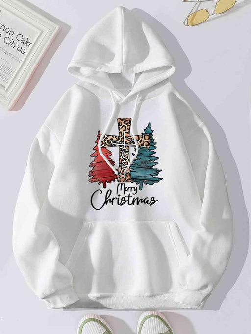 Festive "MERRY CHRISTMAS" Cheer Hoodie with Vibrant Drawstring