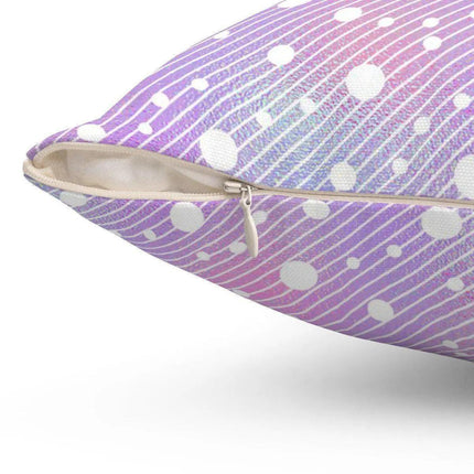 Dual-Sided Striped Holographic Dots Cushion Cover