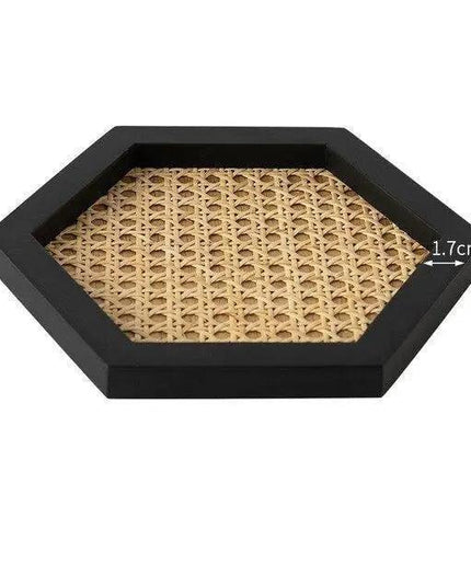 Elegant Handwoven Rattan and Wood Tray – A Chic Home Decor Essential