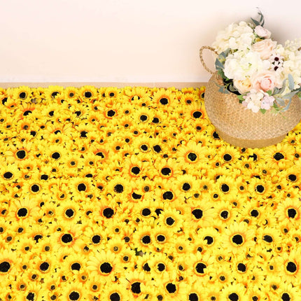 AliKopy 11 Sq Ft UV Protected Artificial Sunflower Wall Mat - 4 Panels