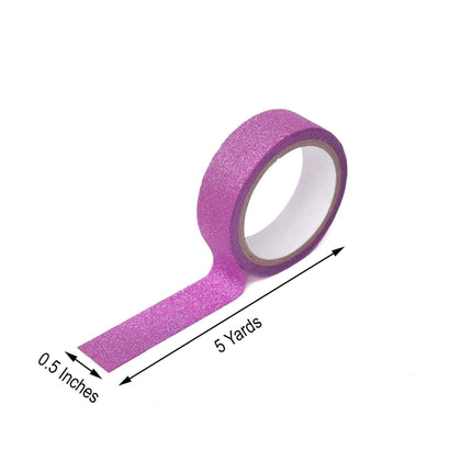 AliKopy 5 Pack Hot Pink Glitter Washi Tape - Self-Adhesive, 5 Yards