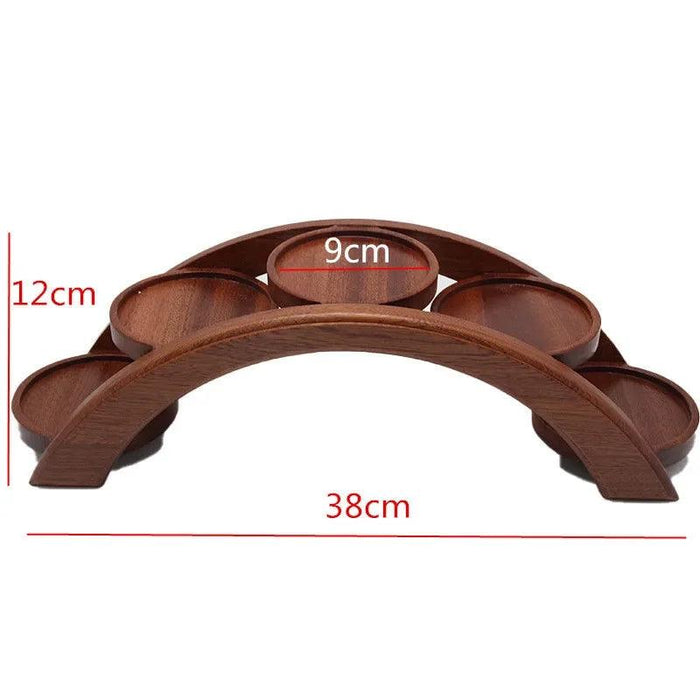 Japanese Arch Bridge Sushi Serving Tray - Elegant Wooden Platter for Gourmet Dining