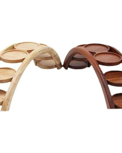 Japanese Arch Bridge Sushi Serving Tray - Elegant Wooden Platter for Gourmet Dining