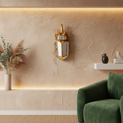Rhinoceros Beetle Wall Sculpture | Gold & Silver Resin Wall Art
