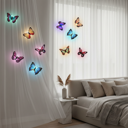 Peekaboo Studio Butterfly LED Night Light Set of 12 - Soft Glow & Ener