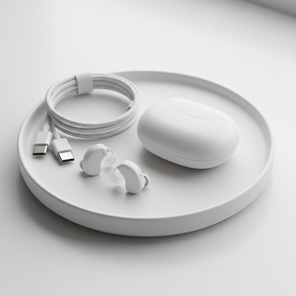 In-Ear Invisible Hearing Aid — 25hr Standby, Type-C, Pair, White | Très Elite