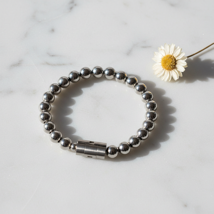 Stainless Steel Beaded Bracelet, Choose Your Bead Size | Très Elite