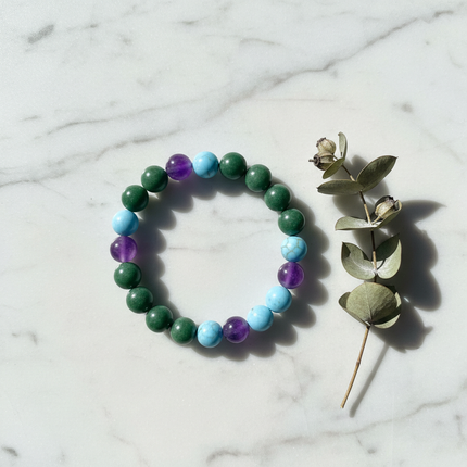 Jade, Amethyst & Turquoise Bead Bracelet, TCM-Inspired | Très Elite