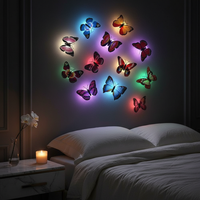 Peekaboo Studio Butterfly LED Night Light Set of 12 - Soft Glow & Ener