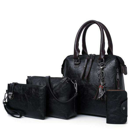 Retro Elegance: Four-Piece Messenger Bag and Purse Set