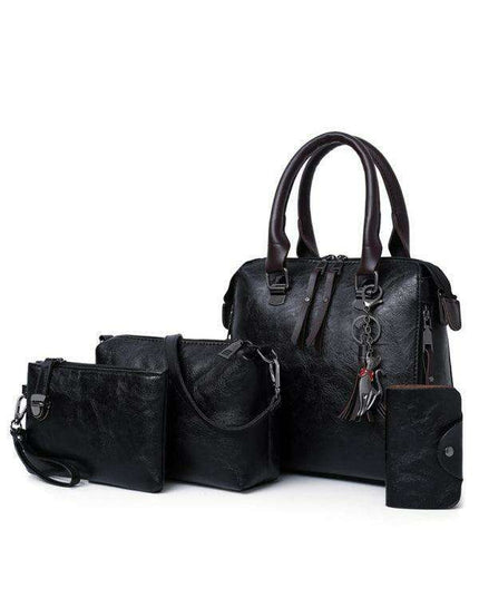 Retro Elegance: Four-Piece Messenger Bag and Purse Set