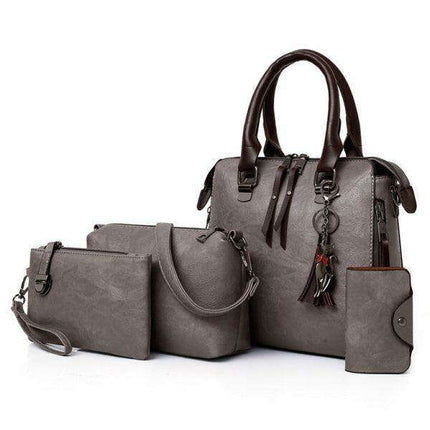 Retro Elegance: Four-Piece Messenger Bag and Purse Set