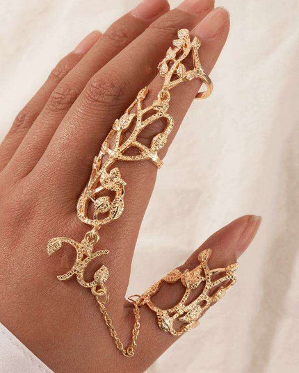Floral Chain Carved Ring - Exquisite Fashion Accessory