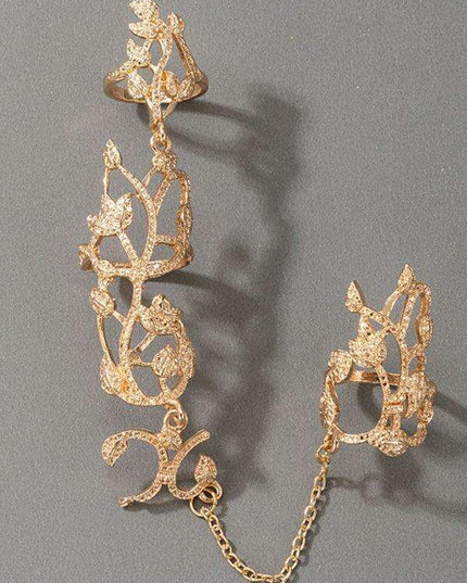 Floral Chain Carved Ring - Exquisite Fashion Accessory