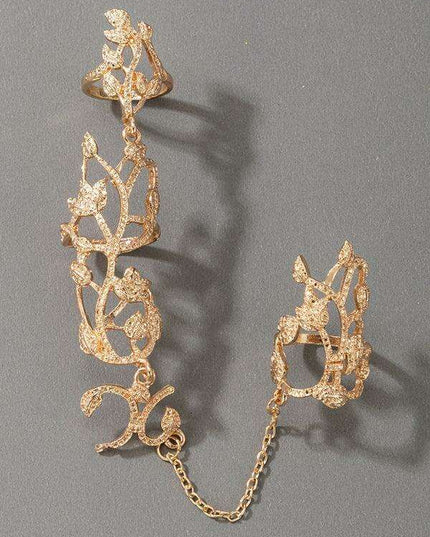 Floral Chain Carved Ring - Exquisite Fashion Accessory