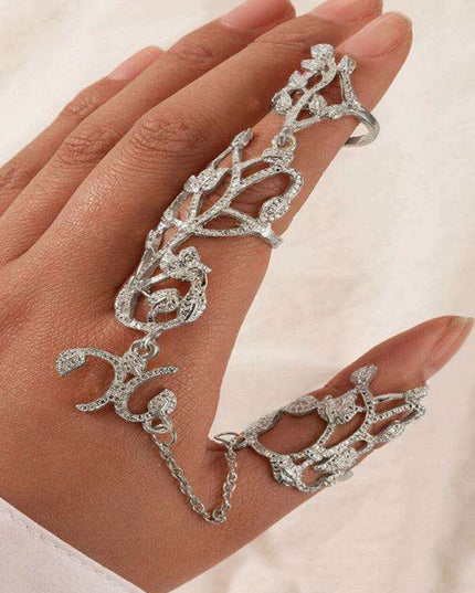 Floral Chain Carved Ring - Exquisite Fashion Accessory