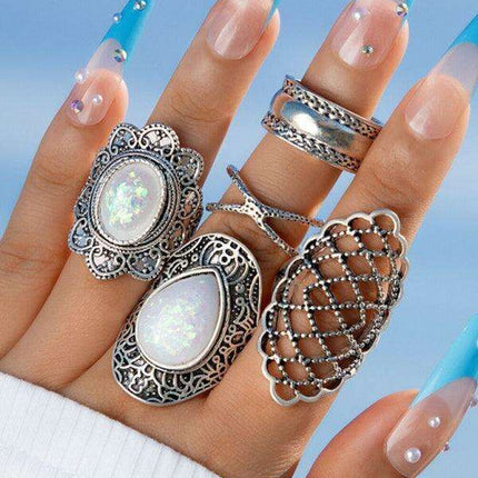 Vintage Edgy Drip Oil Cross Ring Collection