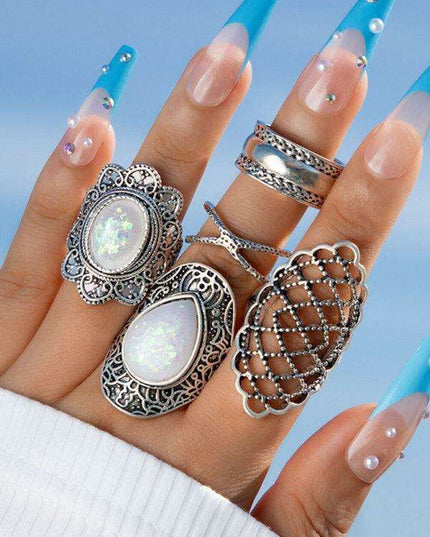 Vintage Edgy Drip Oil Cross Ring Collection