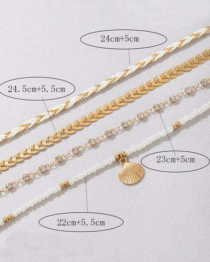 Boho Chic Shell and Bead Layered Anklet - Trendy Foot Jewelry for Effortless Summer Style