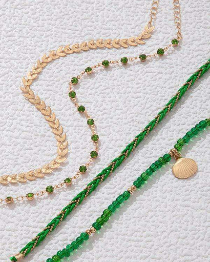 Boho Chic Shell and Bead Layered Anklet - Trendy Foot Jewelry for Effortless Summer Style