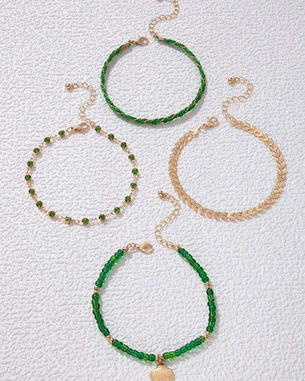 Boho Chic Shell and Bead Layered Anklet - Trendy Foot Jewelry for Effortless Summer Style