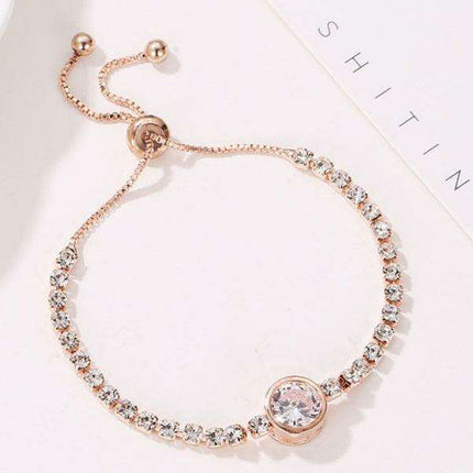 Rose Gold Heart Bracelet with Zircon and Diamond Accents - Elevate Your Accessories Collection