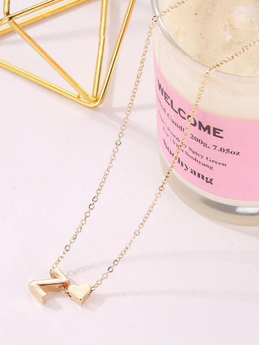 Chic Heart Pendant Love Letters Necklace - Lightweight Clavicle Chain