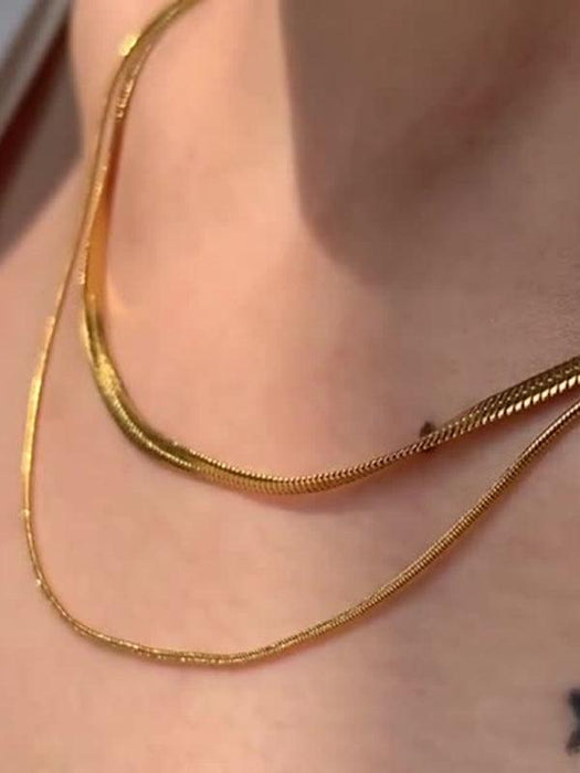 Spice Girl Charm Titanium Steel Double Layer Necklace Set - Effortless Elegance for Elevated Style