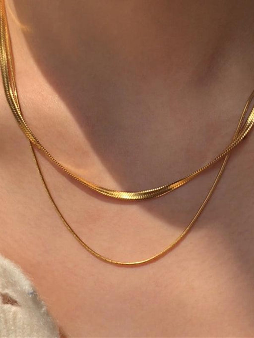 Spice Girl Charm Titanium Steel Double Layer Necklace Set - Effortless Elegance for Elevated Style
