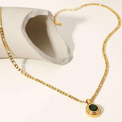 New stainless steel jewelry cubic zirconia oval pendant necklace