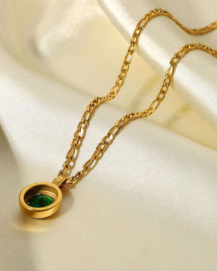 New stainless steel jewelry cubic zirconia oval pendant necklace