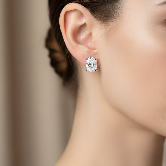 Women's Elegant Zircon Silver Stud Earrings