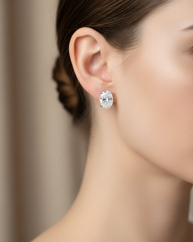 Women's Elegant Zircon Silver Stud Earrings