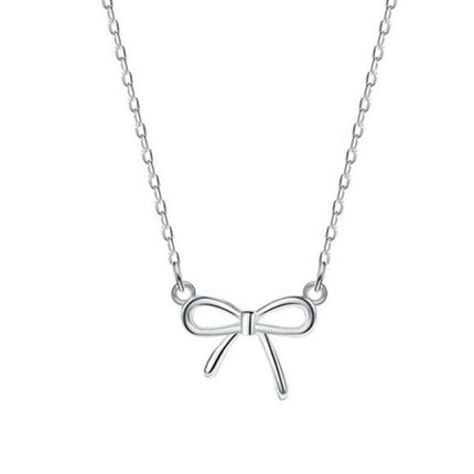 New 925 sterling silver simple and sweet clavicle bow necklace