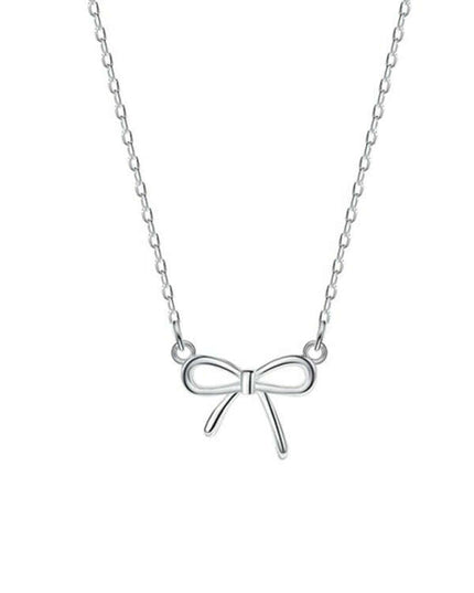 New 925 sterling silver simple and sweet clavicle bow necklace