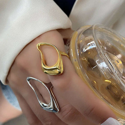 Simple style design, versatile metal texture hollow ring
