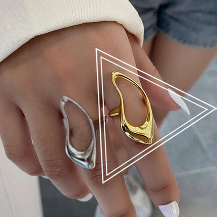 Simple style design, versatile metal texture hollow ring