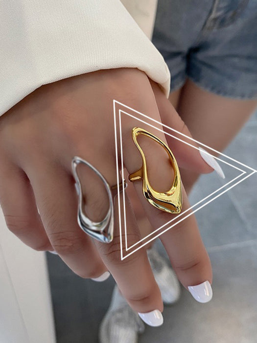 Simple style design, versatile metal texture hollow ring