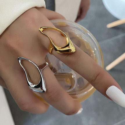 Simple style design, versatile metal texture hollow ring